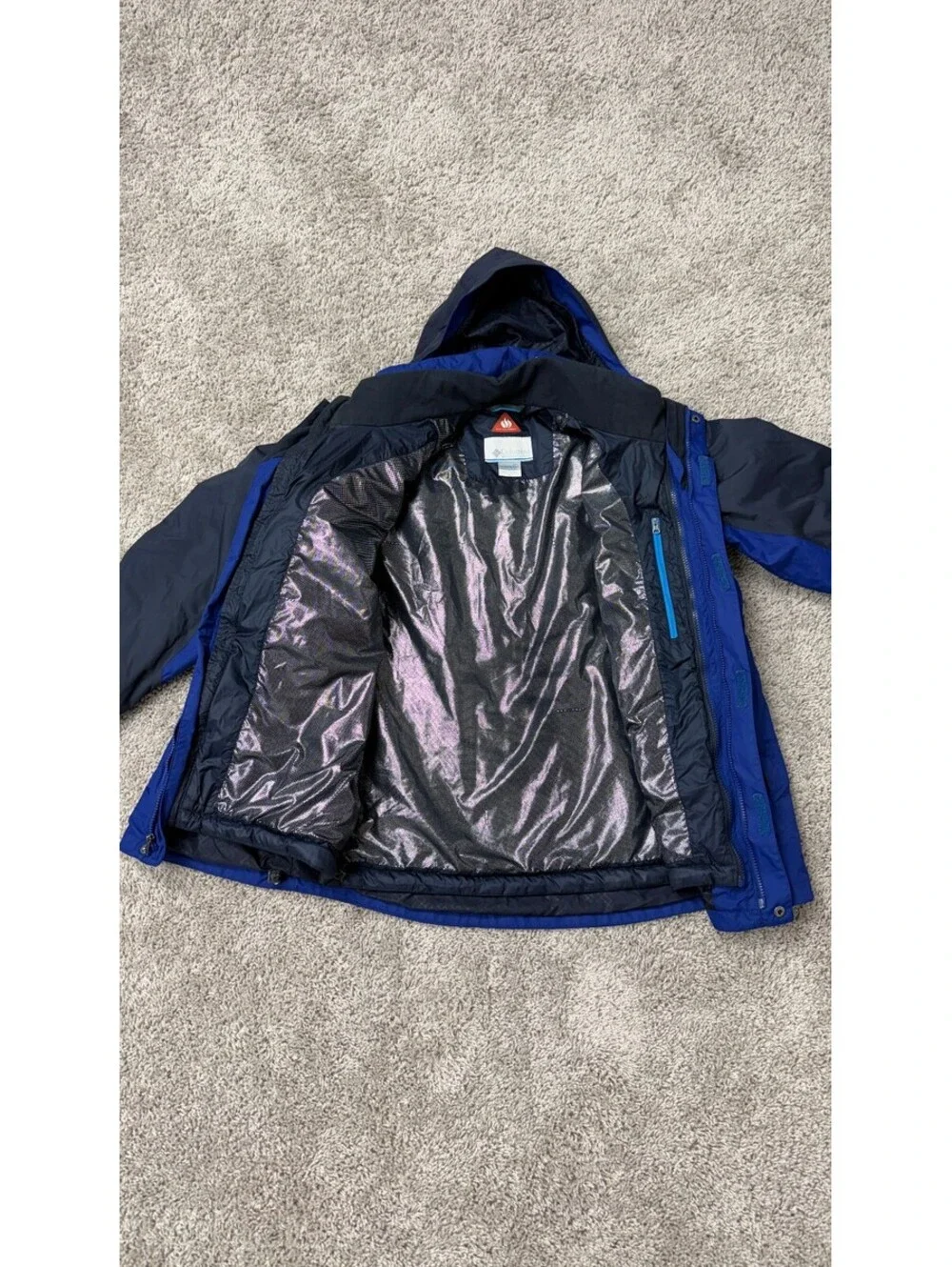 Columbia Omni-Heat Interchange Blue and Black Hooded Jacket Medium